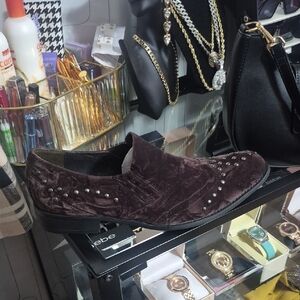 Men's Velvet Studded Loafers